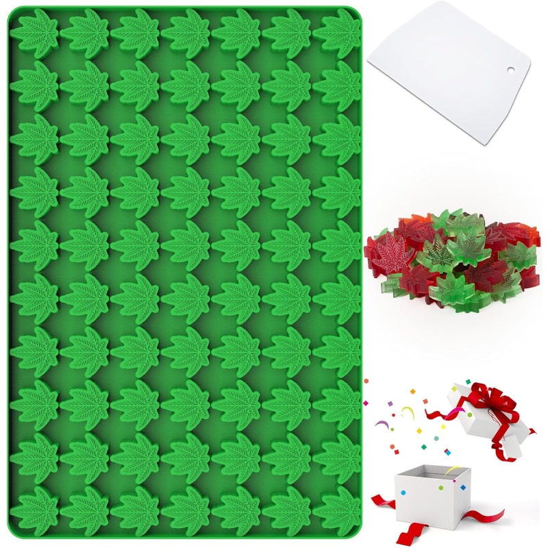 Gummy Candy - แม่พิมพ์ซิลิโคนรูปใบกัญชา 70 ช่อง สำหรับทำช็อกโกแลต ลูกอม เยลลี่